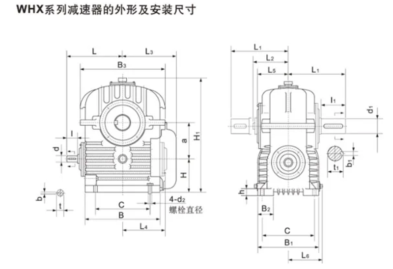 WHX蝸輪蝸桿減速機結構圖